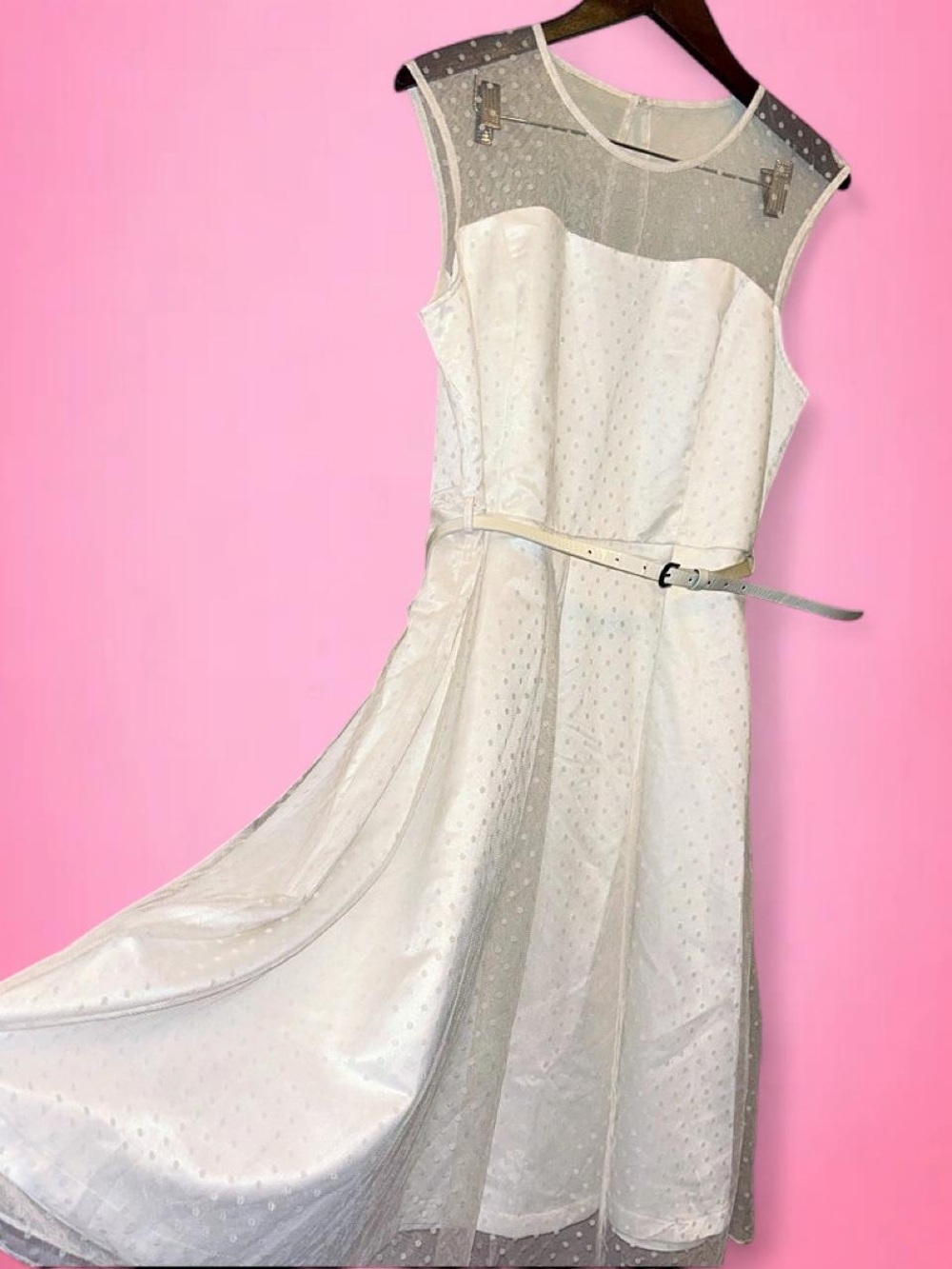 Lindy Bop White Sleeveless Eyelet Midi Dress